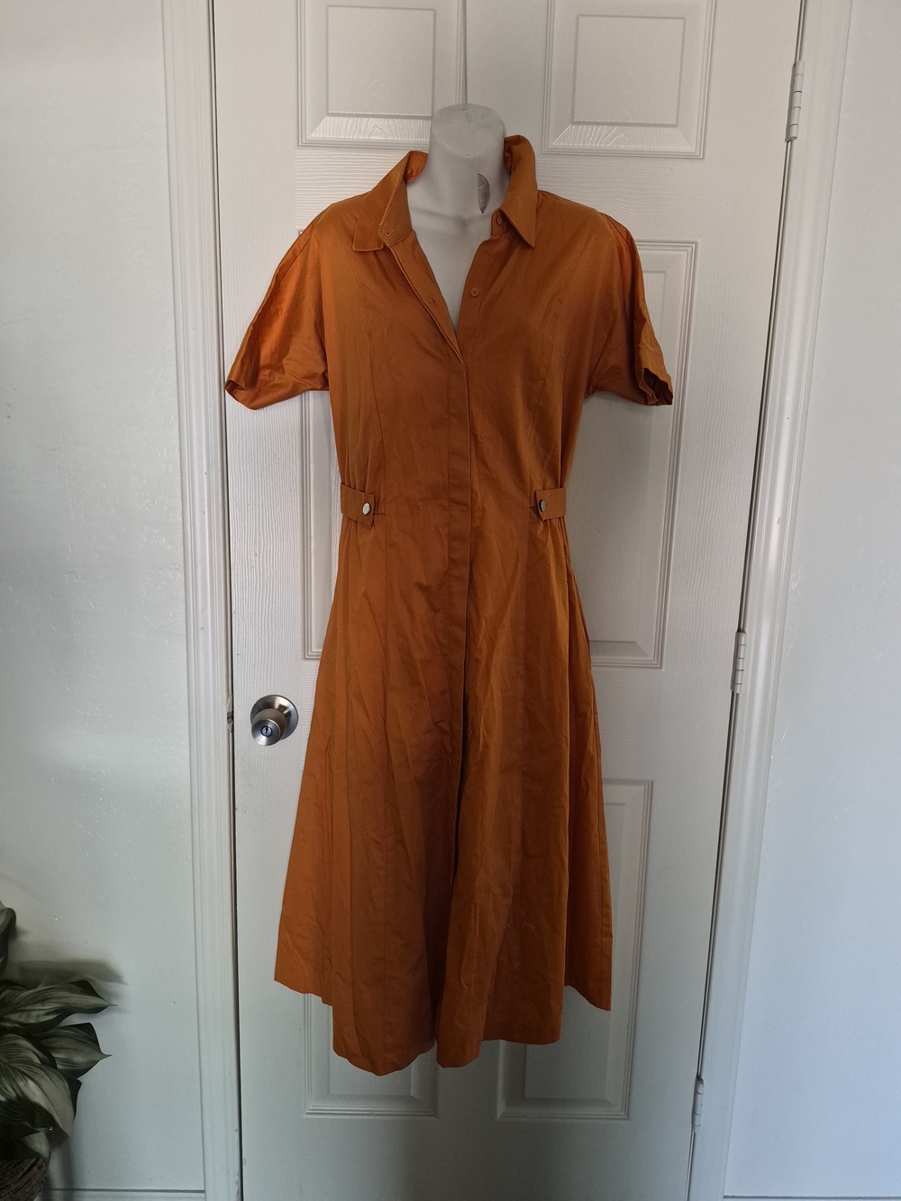 Alfani Button-Front Midi Dress in Rust